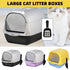 Enclosed Cat Litter Box Lid Scoop Splash Proof Lift Top Removable Toilet Tray - Purple
