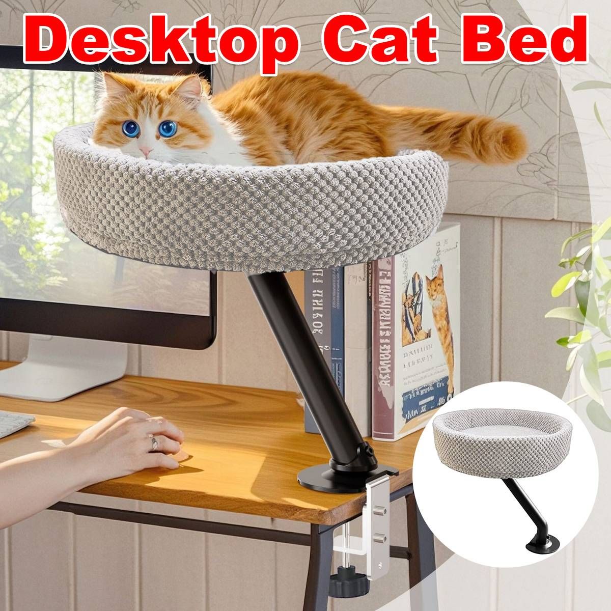 Suspended Cat Bed Desktop Hammock Cat Bed For Office Desk Window Mount Sleeping