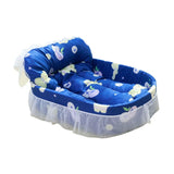Cat Kennel Universal Cat Sleeping Nest Princess Style Lace Pet Special Kitten Cyber Red Mat - Blue