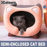 Semi Closed Cat Nest Soft Cozy Pet Bed for Cats Small Animals Indoor Sleeping - Pink