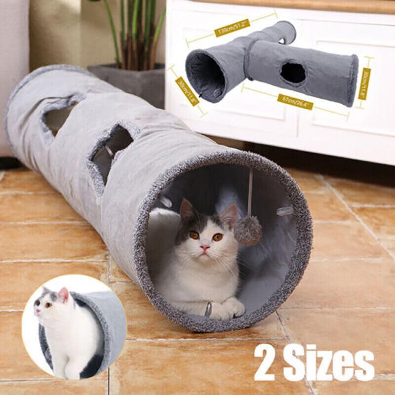 Cat Tunnel Pet Toys Play Hide Tube With Ball For Large Cat Dogs Rabbit - M-130x30CM