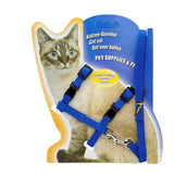 Nylon Cat Harness and Lead Set Adjustable Strap for Outdoor Walks - Blue