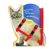 Nylon Cat Harness and Lead Set Adjustable Strap for Outdoor Walks - Red