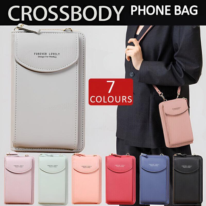 Women Pouch Bag Mobile Phone Bag Pu Leather Crossbody Purse Wallet Shoulder Bag - Red