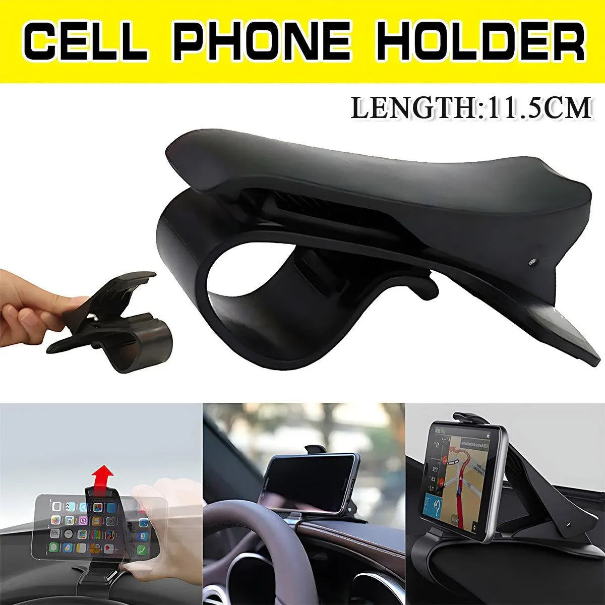 Car Dashboard Phone Holder Clip Mount HUD Style Stand for 6.8in Phones