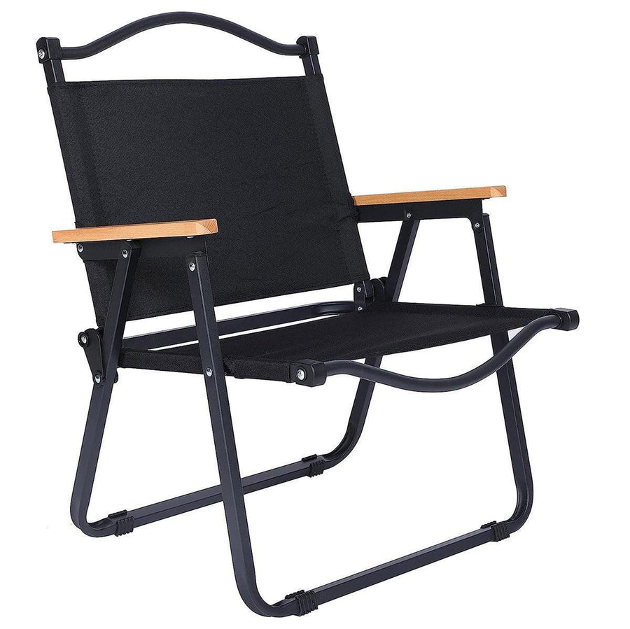 Portable Outdoor Folding Chair Light Aluminum Alloy Stool for Camping Picnic - Black