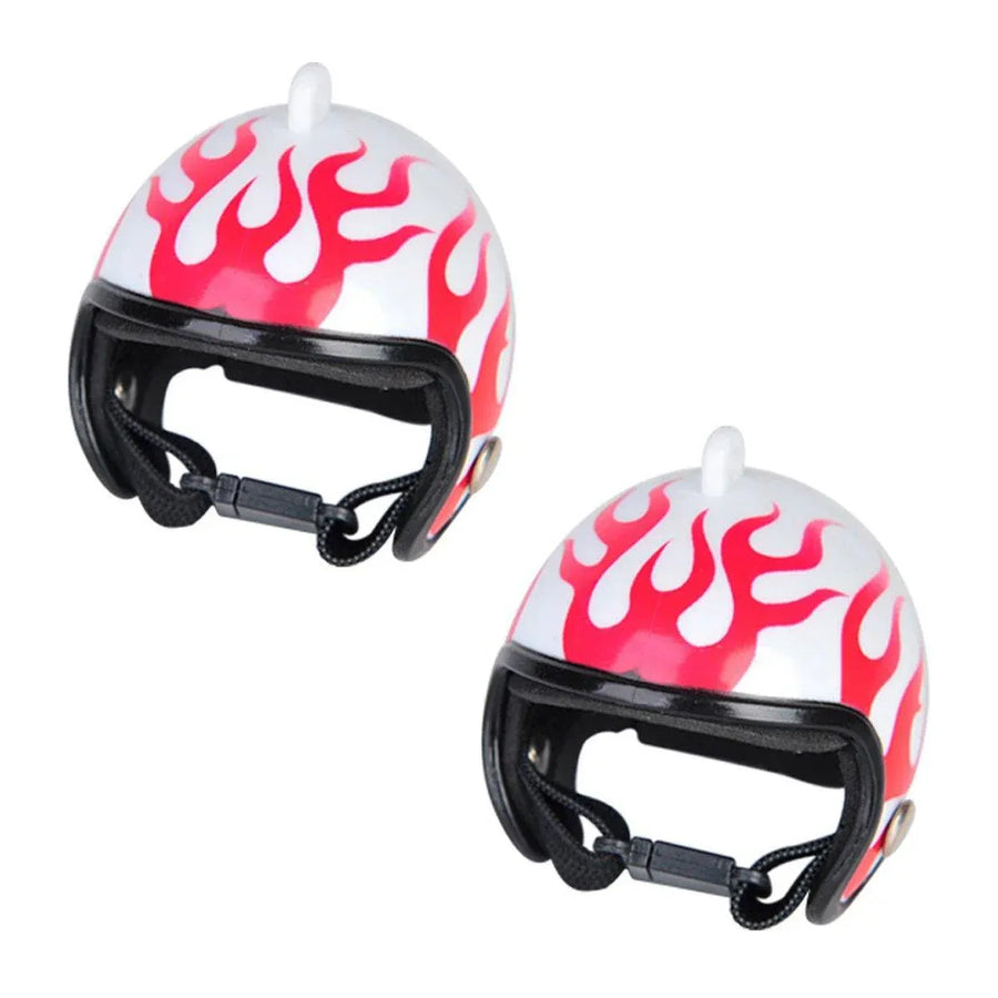2PCS Mini Pet Chicken Helmet Protective Headgear Set Waterproof Cartoon Design - Flame