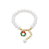 Faux Pearl Bracelet for Women Christmas Gift Adjustable Fashion Jewellery - Christmas wreath