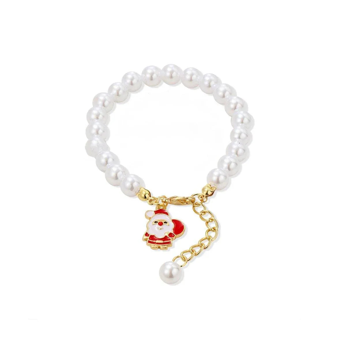 Faux Pearl Bracelet for Women Christmas Gift Adjustable Fashion Jewellery - Santa Claus