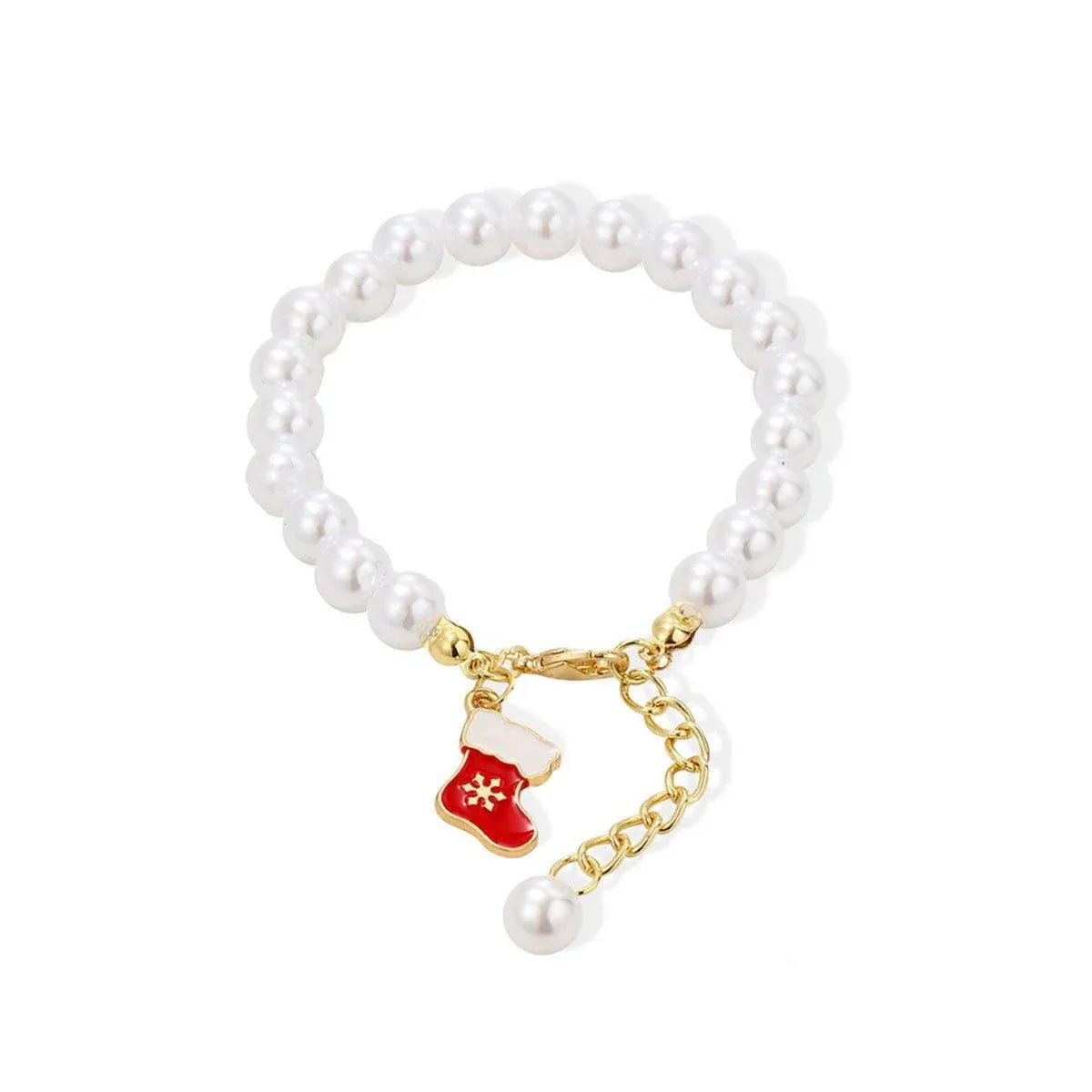 Faux Pearl Bracelet for Women Christmas Gift Adjustable Fashion Jewellery - Christmas stocking