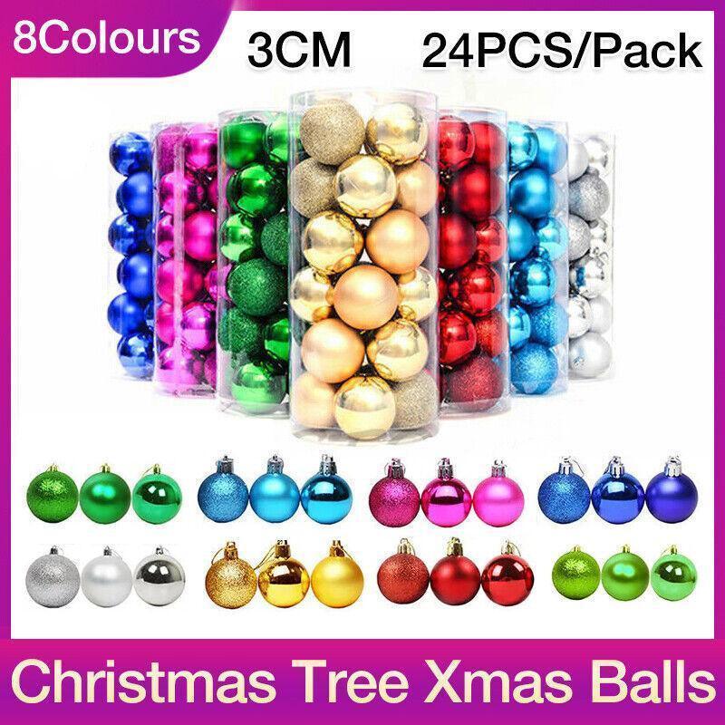 24Pcs/Pack Christmas Tree Xmas Balls Decorations Baubles Party Wedding Ornament - Gold