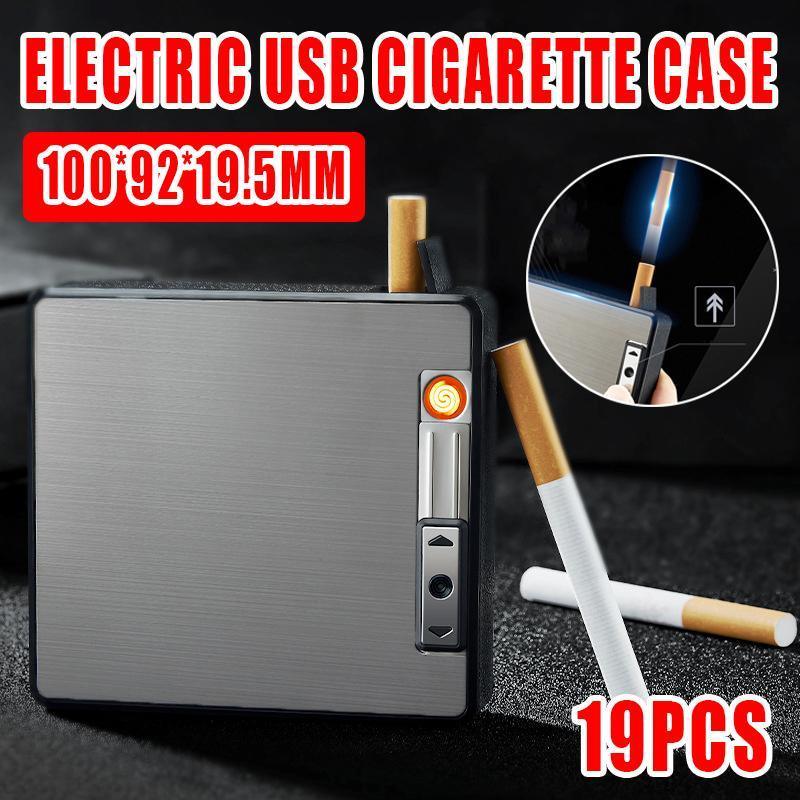 Automatic Rechargeable Electric USB Cigarette Case Lighter Gift Dampproof Box