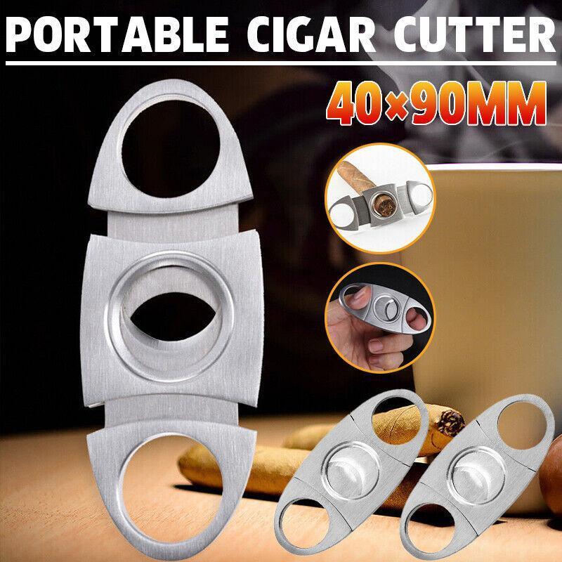 Cigar Cutter Double Blades Knife Scissors Stainless Steel Tobacco Tool