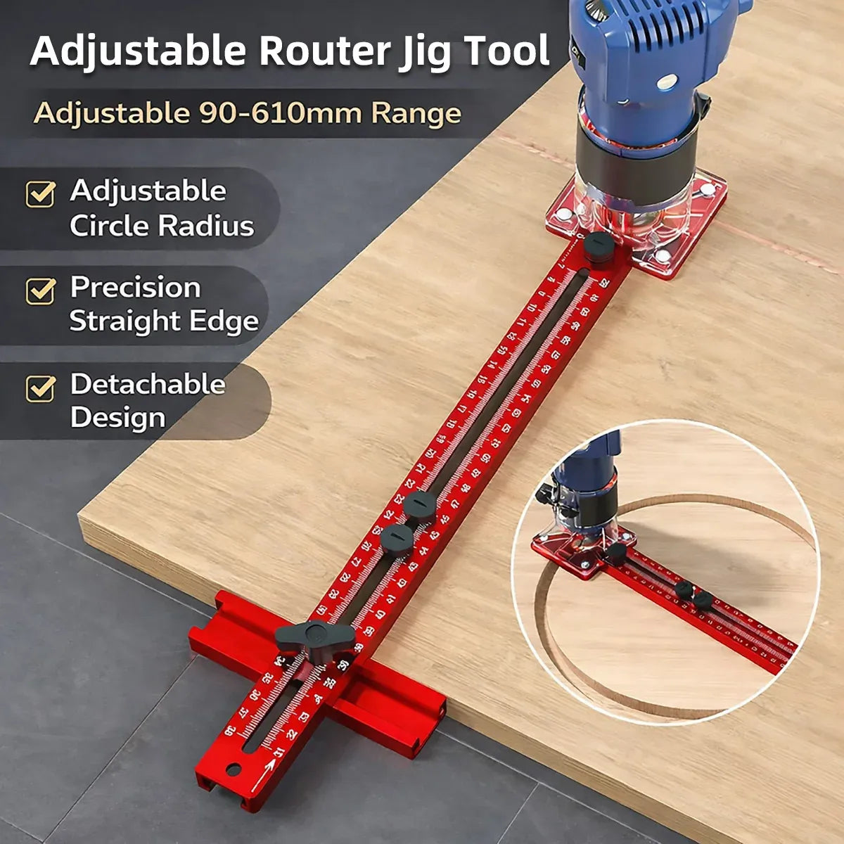 Adjustable Woodworking Upside Down Base Rounding Jig Table Saw Accessory Tool