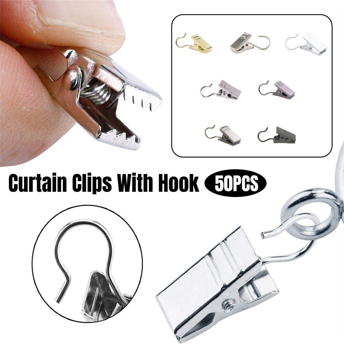 50PCS Stainless Steel Curtain Clip Hooks Strong Load-bearing Shower Accessories - Copper