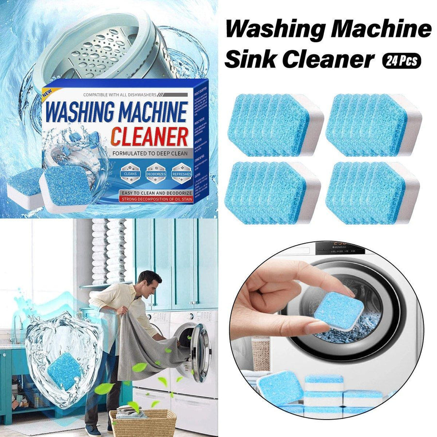 24PCS Washing Machine Cleaner Tablets Disinfectant Effervescent Stain Remover