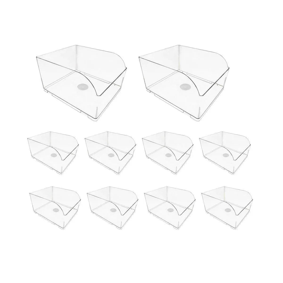 10PCS Clear Plastic Storage Box Set Food Supermarket Display Organizer Container - M
