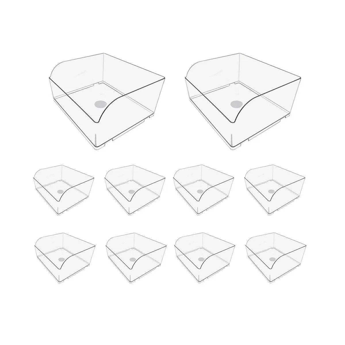 10PCS Clear Plastic Storage Box Set Food Supermarket Display Organizer Container - L