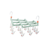Plastic Socks Drying Rack Multi Clip Clothes Hanger Laundry Organizer Holder - Green