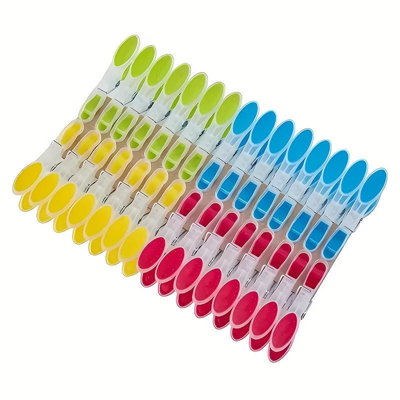 30pcs Household Clothes Clip Non Trace Soft Grip Clothespins Laundry Pegs Hanger - Colourful