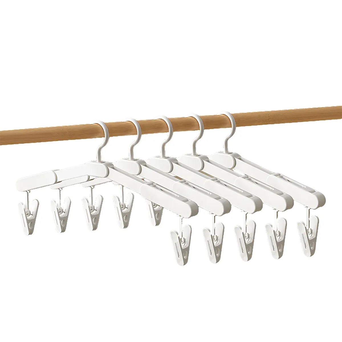 5PCS Portable Foldable Hangers Durable Plastic for Closet Laundry Space Saving - With clothes clip
