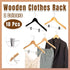 10 Pcs Wooden Non-Slip Wide Shoulder Clothes Hanger with Clip for Hotel Wardrobe - Black