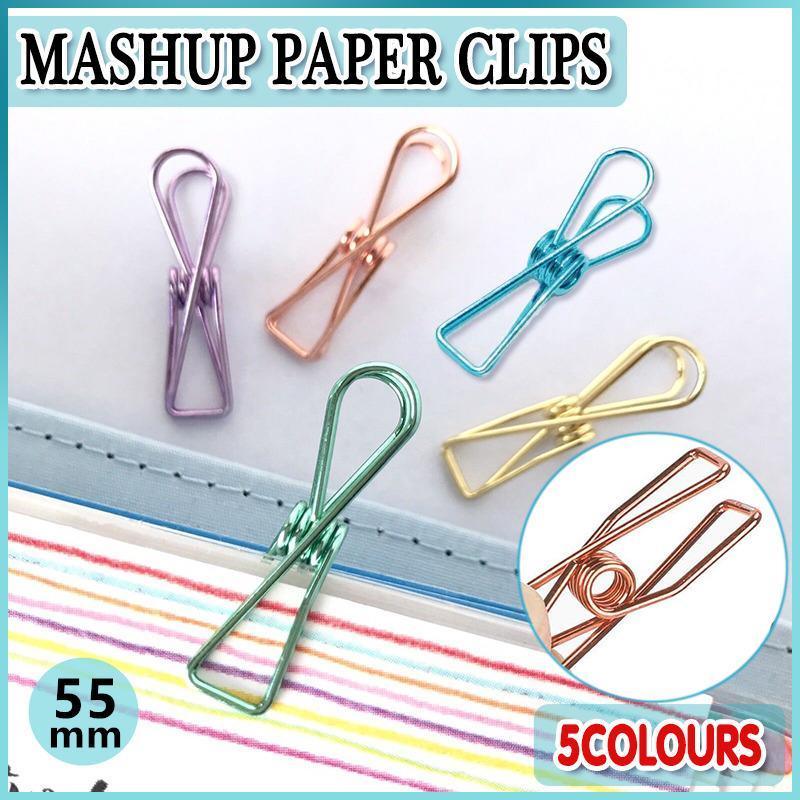 10X Spring Paperclips Metal Wire Hollow Out Clips 55mm Mini Binder Paper Clip - Green