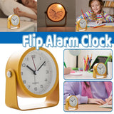 Flip Silent Desktop Small Alarm Clock with Night Light Battery-Powered Durable