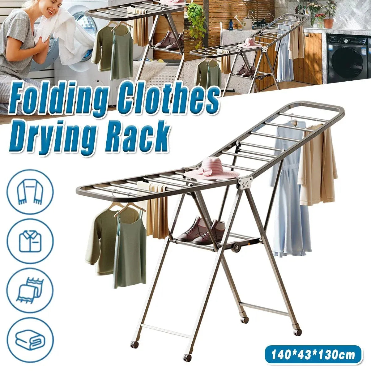 A Frame Clothes Airer Compact Foldable Drying Rack for Laundry Clothes Organizer