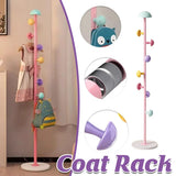 Cartoon Mushroom Floor-Standing Coat Rack High-Carbon Steel Bedroom Organiser