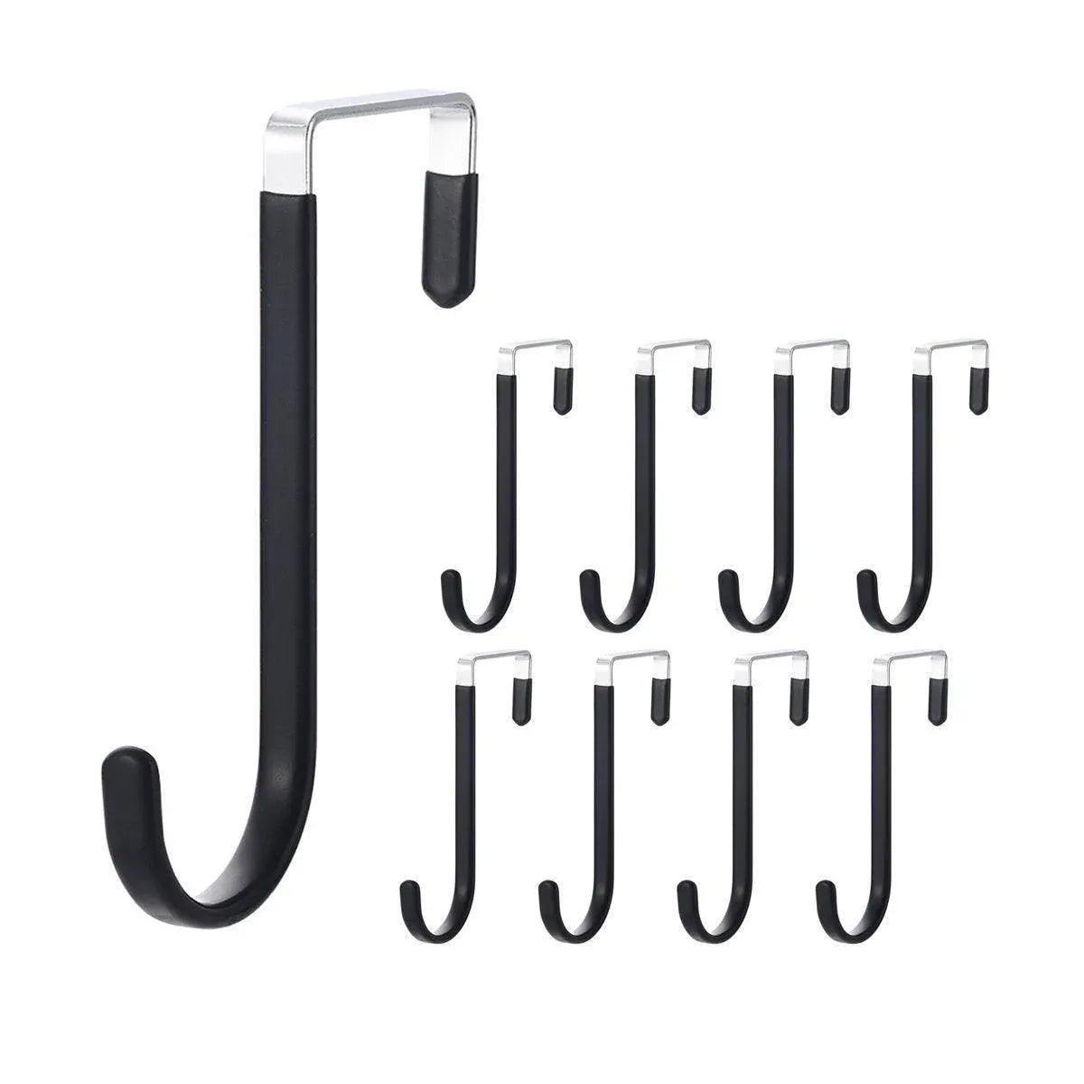 10PCS Adjustable Over the Door Hanger Hooks Organizer for Front and Back Doors - Black