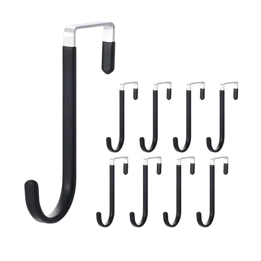 10PCS Adjustable Over the Door Hanger Hooks Organizer for Front and Back Doors - Black