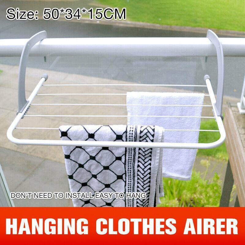 6 Rails Hanging Laundry Drying Rack Over Door Clothes Airer Stand