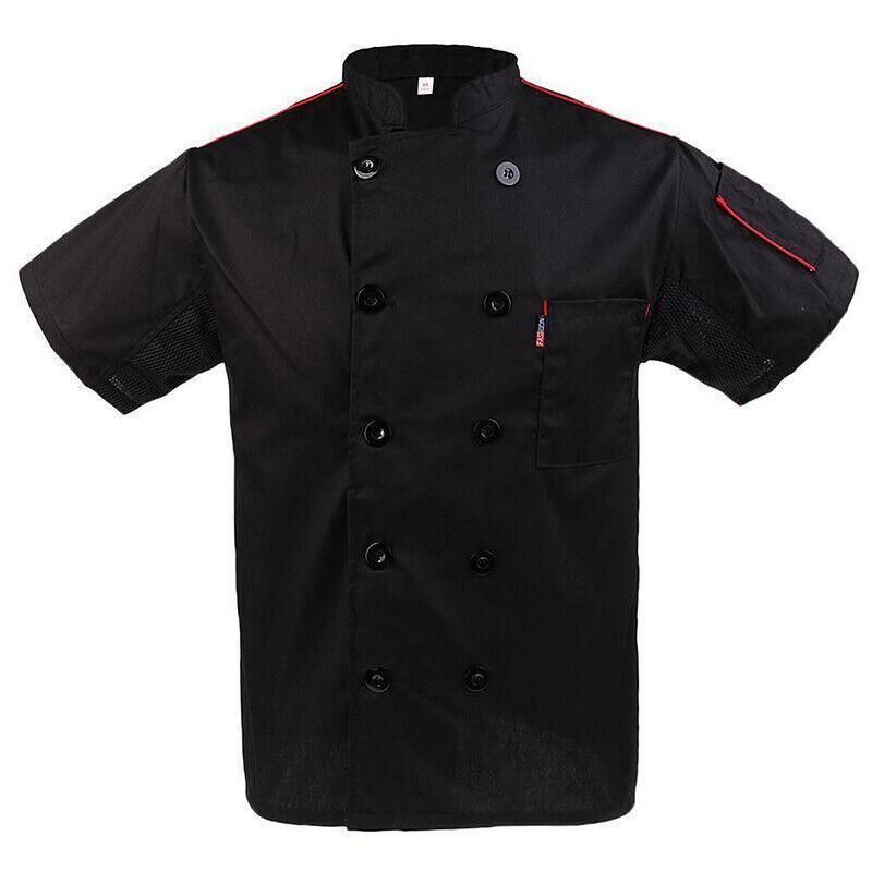 Unisex Mesh Sleeve Chef Coat Jacket Restaurant Hotel Cook Short Clothes Uniform