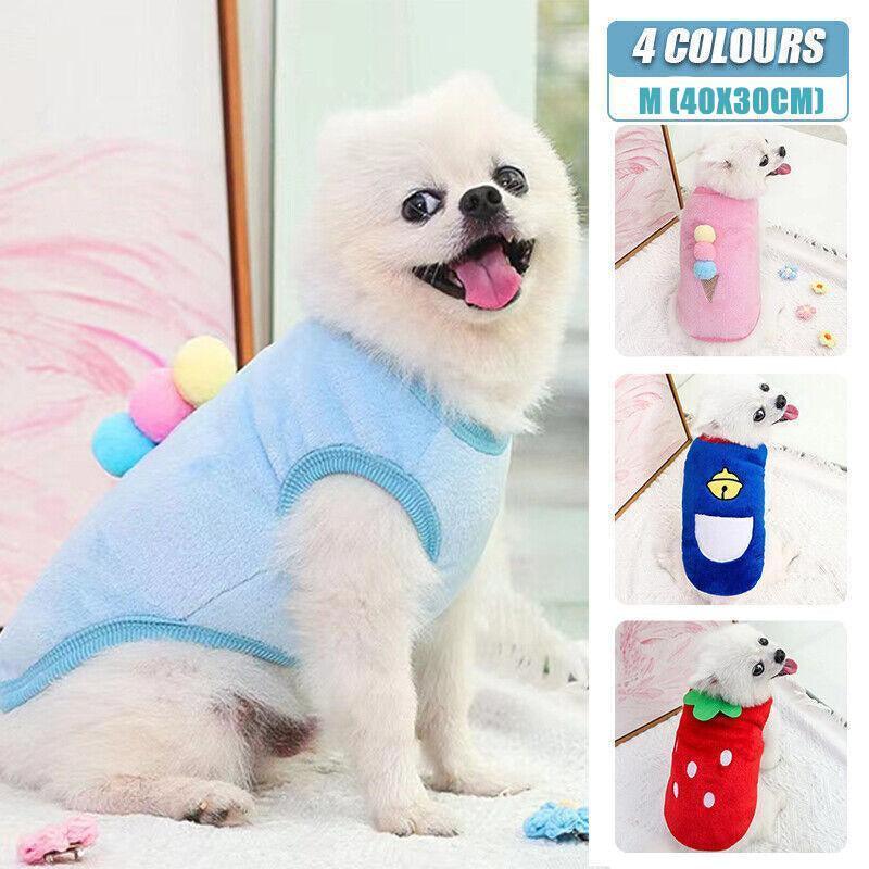 M Size Warm Winter Dog Clothes Soft Fleece Dog Jacket Pet Coat Sweater Puppy Cat Jumper - Pink Ice Cream