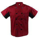 Red Unisex Mesh Sleeve Chef Coat Jacket Restaurant Hotel Cook Short Uniform - 3XL