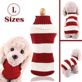 L Red Thick Stripes Jumper Sweater Cat Knitted Coat Puppy Pet Winter Knitwear