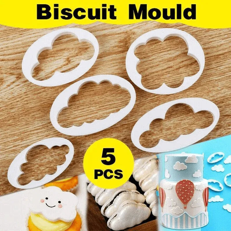 5PCS Cloud Shape Cookie Cutters Set for Fondant Cake Clay and Baking Crafts