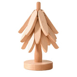 Solid Wooden Trivet for Hot Dish Walnut Christmas Tree Table Heat-Resistant Mat - Beige-3pcs