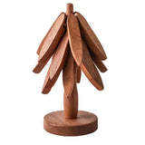Solid Wooden Trivet for Hot Dish Walnut Christmas Tree Table Heat-Resistant Mat - Brown-3pcs