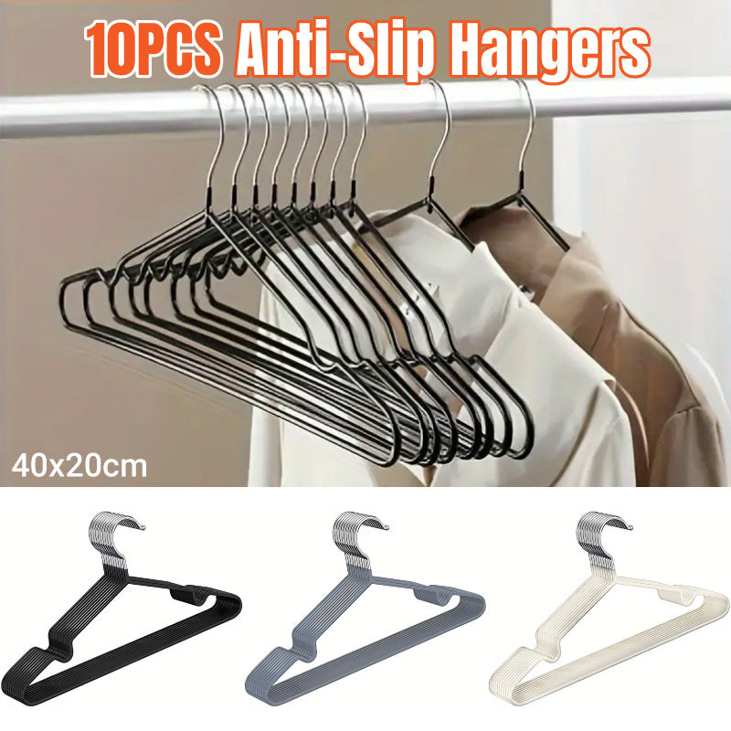 Clothes Hangers 10 Pack Anti Slip Plastic Hanger Clothes Rack Organizer - Black