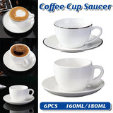 6PCS Ceramic Coffee Cup and Saucer Set Apricot Tea Cup with Ear Hotel Coffee Cup - 180ml