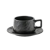 Ceramic Coffee Cup and Saucer Set Simple Tea Mug Breakfast Drinkware Household - Black