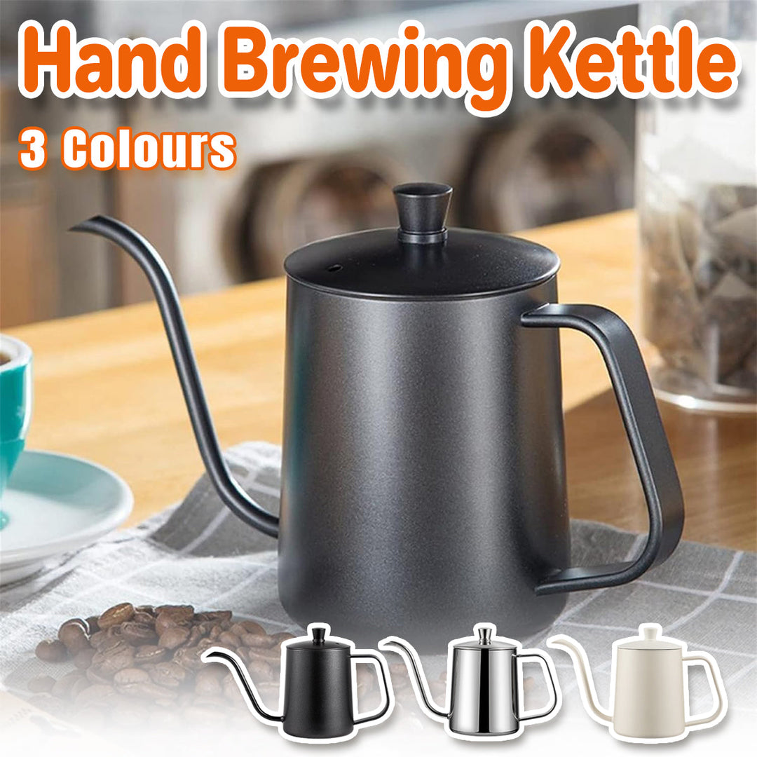 Hand Drip Coffee Pot Stainless Steel Fine Spout Hanging Ear Filter Cup Kettle - Silver