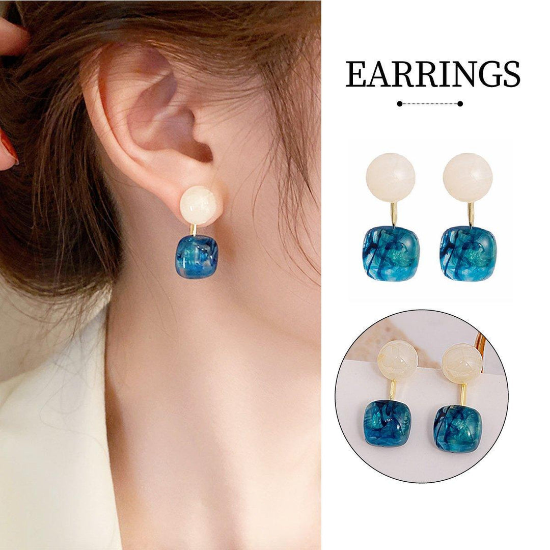 Small Fresh Blue Oil Earrings Retro Fashion Temperament Silver Needle Jewellery