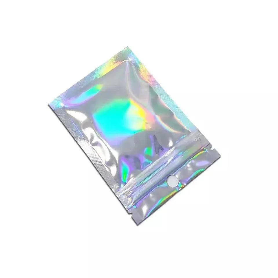 100/200X Iridescent Zip Bags for Food Storage & Holographic Makeup Pouch - 7*10cm 100PCS