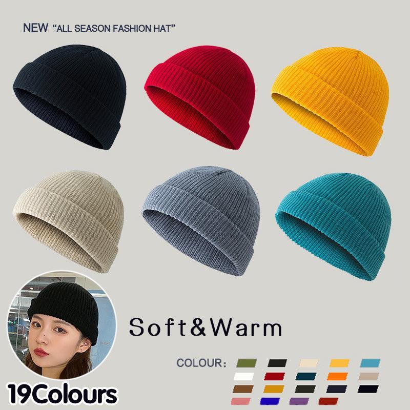 Men Women Mini Fisherman Beanie Winter Spring Hat Soft Knitted Docker Skull Cap - Army Green