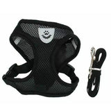 XL Size Pet Dog Cat Puppy Soft Leash Vest Mesh Breathe Adjustable Harness - Black