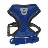 XL Size Pet Dog Cat Puppy Soft Leash Vest Mesh Breathe Adjustable Harness - Blue