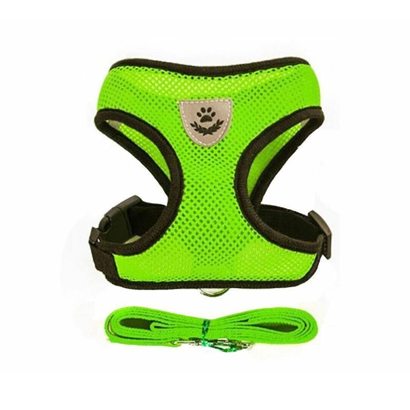 M Size Pet Dog Cat Puppy Soft Leash VEST Mesh Breathe Adjustable Harness Braces Clothes - Green